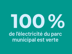 Vignette d'illustration faisant partie d'une infographie sur la consommation énergétique à Pantin et indiquant que 100 % de l'électricité du parc municipal est verte - Agrandir l'image (fenêtre modale)