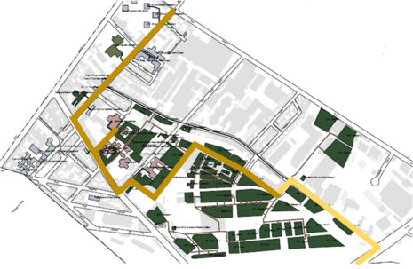 Plan représentant le déploiement du réseau géothermique dans le quartier des quatre chemins à Pantin - Agrandir l'image (fenêtre modale)
