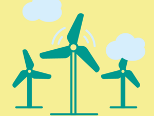 Vignette d'illustration faisant partie d'une infographie sur la consommation énergétique à Pantin et représentant des éoliennes - Agrandir l'image (fenêtre modale)