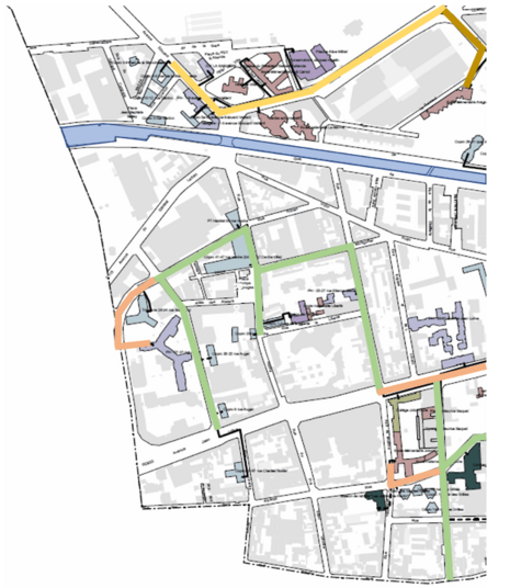 Plan représentant le déploiement du réseau géothermique dans le quartier mairie Hoche à Pantin - Agrandir l'image (fenêtre modale)